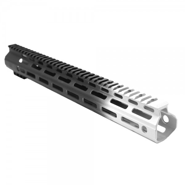 CERAKOTE GRADIENT| AR-15 ANGLE CUT CLAMP ON M-LOK 15 INCH HANDGUARD- BLACK BASE- GRADIENT- BRIGHT WHITE -MADE IN U.S.A